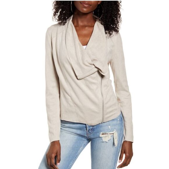BlankNYC Drape Front Faux Suede Jacket - Picture 1 of 12